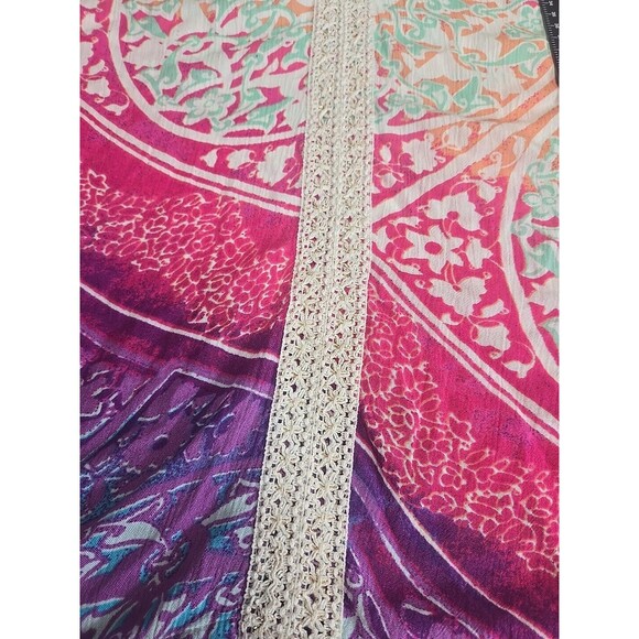 Chico’s Poncho Top Lace Detail Women’s S/M Boho Resort Beach Colorful V Neckline - Picture 6 of 6